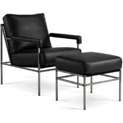 Seventy Five Armchair Leather, Black / Black Canvas -Maze Furni Shop jonas ihreborn seventy five armchair 4