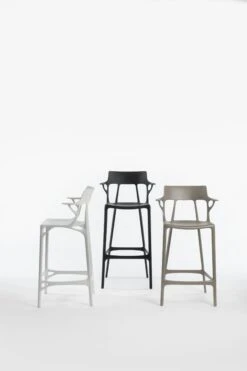 Kartell A.I. Bar Stool Recycled 65 Cm, White -Maze Furni Shop kartell ai bar stool recycled 20