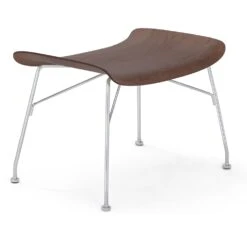 Kartell S/Wood Footstool, Dark Wood / Chrome