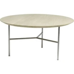 Tribeca Coffee Table Soaped Oak / Satin Chromed Steel, 80 Cm