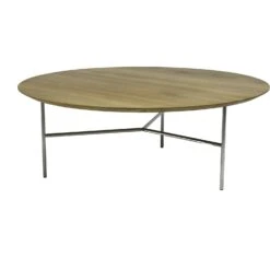 Tribeca Coffee Table Rustic Oiled Oak / Satin Chromed Steel, 110 Cm