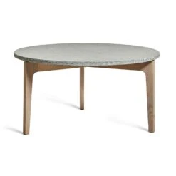 Höllviken Coffee Table Ø80x41 Cm, White Pigmented Oak/Limestone