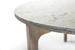 Höllviken Coffee Table Ø80x41 Cm, White Pigmented Oak/Limestone -Maze Furni Shop mavis hollviken coffee table 80 cm limestone top 4