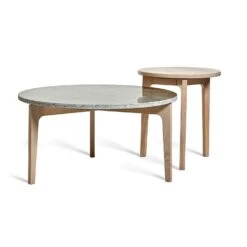 Höllviken Coffee Table Ø80x41 Cm, White Pigmented Oak/Limestone -Maze Furni Shop mavis hollviken coffee table 80 cm limestone top 6