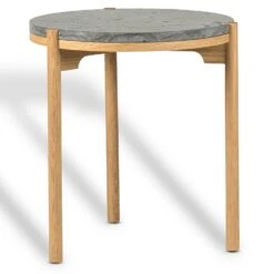 Dondo Side Table Ø45 Cm, Oak / Cut Limestone
