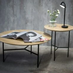 Tribeca Coffee Table Lacquered Oak / Black, 80 Cm -Maze Furni Shop mavis tribeca table lacquered oak black 12