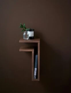 Maze F-Shelf Wall Shelf Left, Walnut -Maze Furni Shop maze f shelf left 6