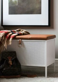 Maze Frank Storage Bench, White/Brown -Maze Furni Shop maze frank storage bench 2 1