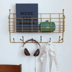 Maze Mitten Shelf Storage/Hooks, Brass -Maze Furni Shop maze mitten shelf storage hooks 1