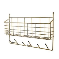 Maze Mitten Shelf Storage/Hooks, Brass