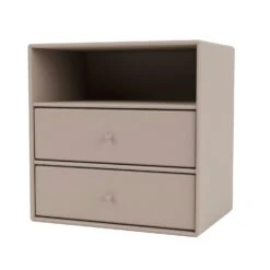 MONTANA Mini 1006 Shelf With Two Drawers, Mushroom