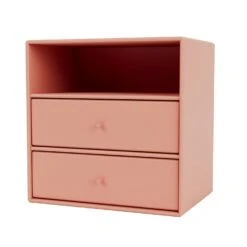 MONTANA Mini 1006 Shelf With Two Drawers, Rhubarb