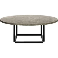 New Works Florence Coffee Table 90 Cm, Grey Marble / Black