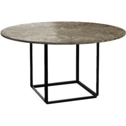 New Works Florence Dining Table 145 Cm, Grey Marble / Black