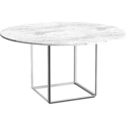 New Works Florence Dining Table 145 Cm, White Marble / White