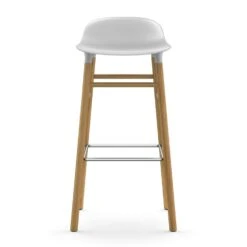 Normann Copenhagen Form Bar Stool Oak Base, 75cm, White