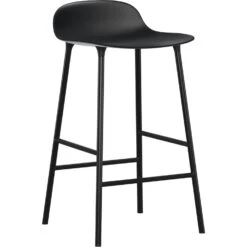 Normann Copenhagen Form Bar Stool Steel Base, 65cm, Black