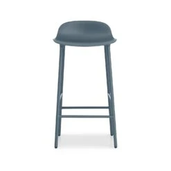 Normann Copenhagen Form Bar Stool Steel Base, 65cm, Blue