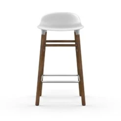 Normann Copenhagen Form Bar Stool Walnut Base, 65cm, White