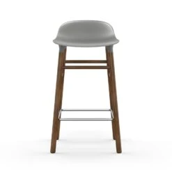 Normann Copenhagen Form Bar Stool Walnut Base, 65cm, Grey