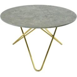 OX Denmarq Big O Dining Table, Grey Marble/Brass