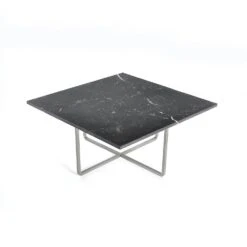 OX Denmarq Ninety Coffee Table 80 Cm, Steel Base, Black Marble