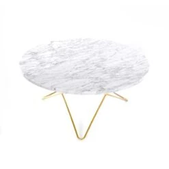OX Denmarq O Coffee Table Ø80 Cm, Brass Frame/White Marble