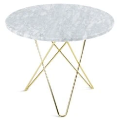 OX Denmarq O Dining Table 80 Cm, Brass/Matt White Marble
