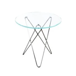 OX Denmarq Tall Mini O Side Table Ø50 Cm, Steel Frame/Clear Glass