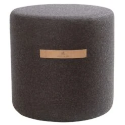 Shepherd Sara Round Wool Pouf 40x40 Cm, Black