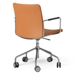 Swedese Stella Chair With Wheel Adjustable , Chrome / Cognac -Maze Furni Shop swedese stella armchair with wheel adjustable 8