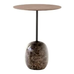 &Tradition Lato LN8 Table 40 Cm, Lacquered Walnut / Emparador Marble