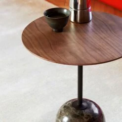 &Tradition Lato LN8 Table 40 Cm, Lacquered Walnut / Emparador Marble -Maze Furni Shop tradition lato ln8 table 40 cm 9
