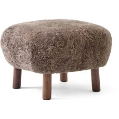 &Tradition Little Petra ATD1 Footstool, Oiled Walnut / Sheepskin Sahara