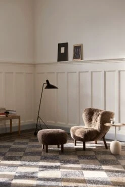 &Tradition Little Petra ATD1 Footstool, Oiled Walnut / Sheepskin Sahara -Maze Furni Shop tradition little petra atd1 footstool oiled walnut 7