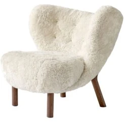 &Tradition Little Petra Lounge Chair Vb1, Oiled Walnut / Sheepskin Moonlight