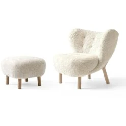 &Tradition Little Petra VB1, Lounge Chair Set, White Oiled Oak / Sheepskin Moonlight