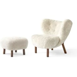 &Tradition Little Petra VB1, Lounge Chair Set, Walnut / Sheepskin Moonlight