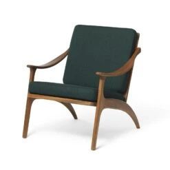 Warm Nordic Lean Back Lounge Chair, Oiled Teak / Forest Green