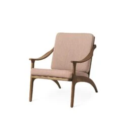 Warm Nordic Lean Back Lounge Chair, Oiled Teak / Pale Rose