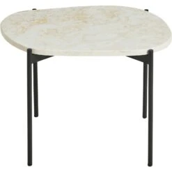Woud LA TERRA Side Table Travertine Ivory, L: 57,2 Cm